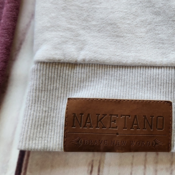 Naketano "So Ein Otto Il" Hoodie Sweatshirt Oatmeal Bordeaux | Women's Size M - Picture 10 of 13